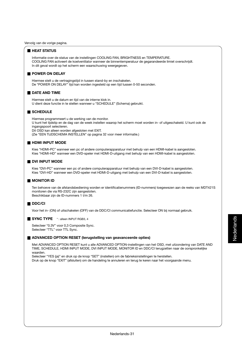 Nederlands | MITSUBISHI ELECTRIC MDT421S User Manual | Page 245 / 300