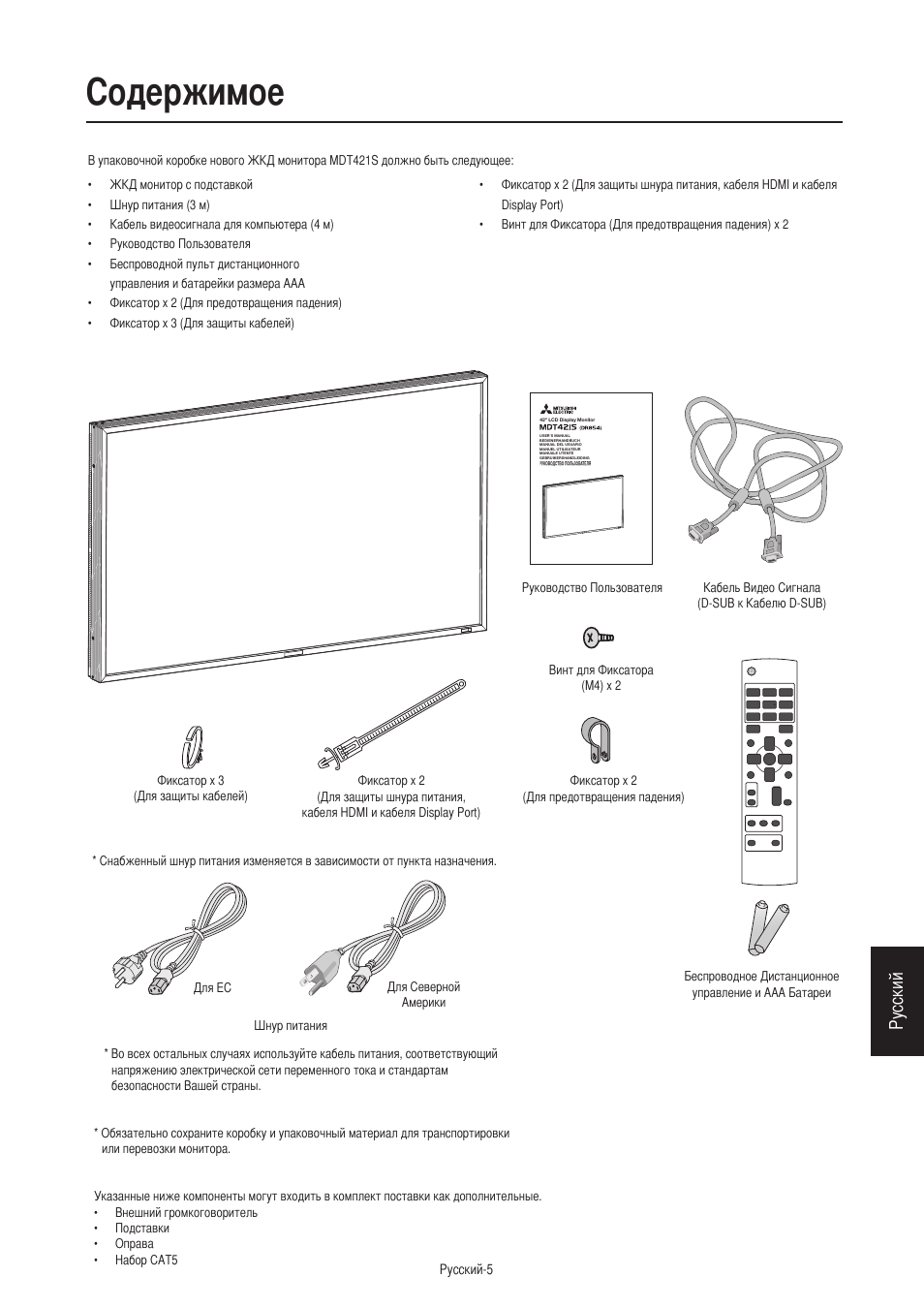 Содержимое, Русский | MITSUBISHI ELECTRIC MDT421S User Manual | Page 261 / 300