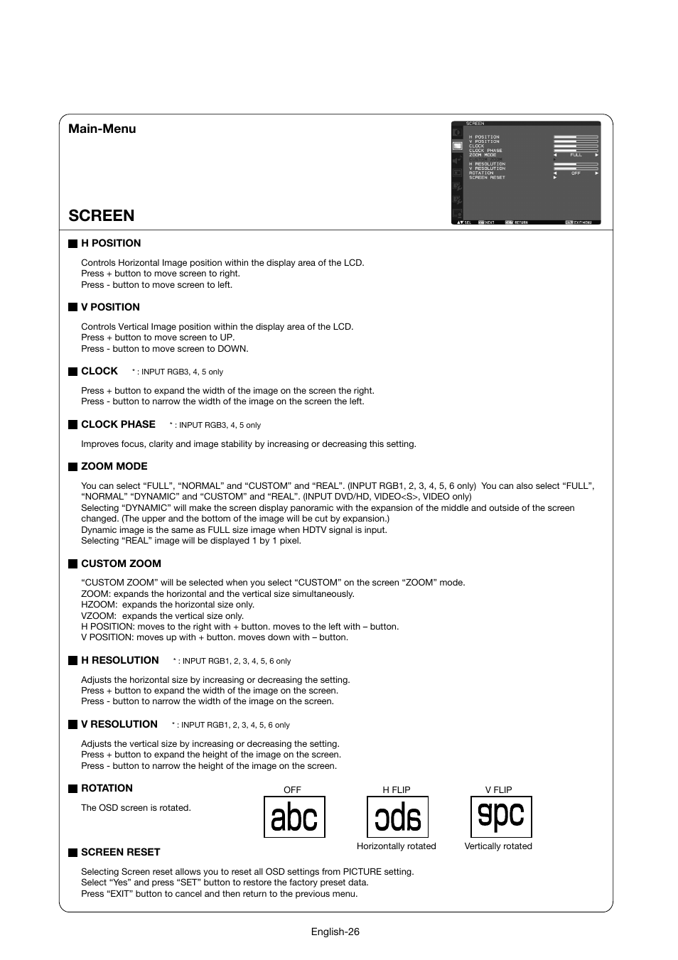 Screen, Main-menu | MITSUBISHI ELECTRIC MDT421S User Manual | Page 30 / 300