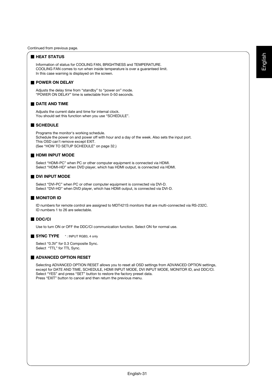 English | MITSUBISHI ELECTRIC MDT421S User Manual | Page 35 / 300