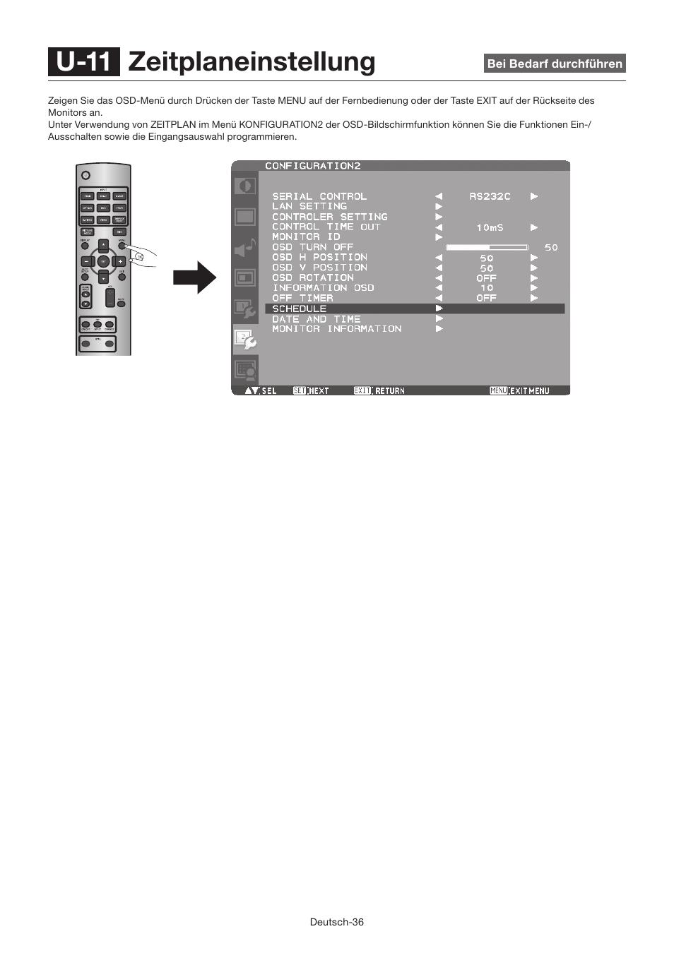 U-11 zeitplaneinstellung | MITSUBISHI ELECTRIC LDT462V User Manual | Page 100 / 368