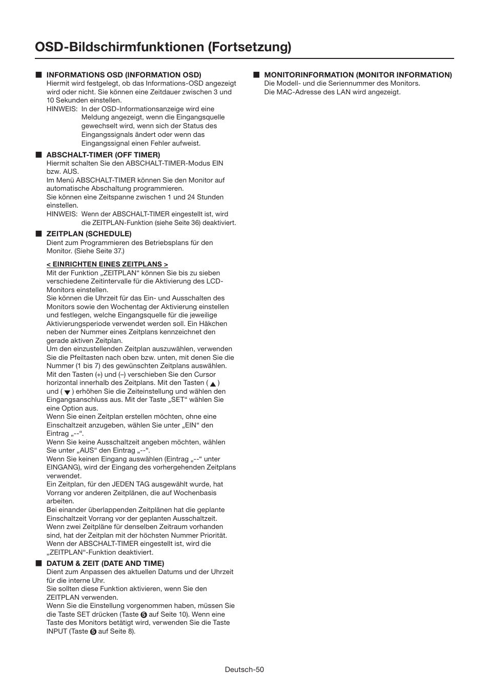 Osd-bildschirmfunktionen (fortsetzung) | MITSUBISHI ELECTRIC LDT462V User Manual | Page 114 / 368