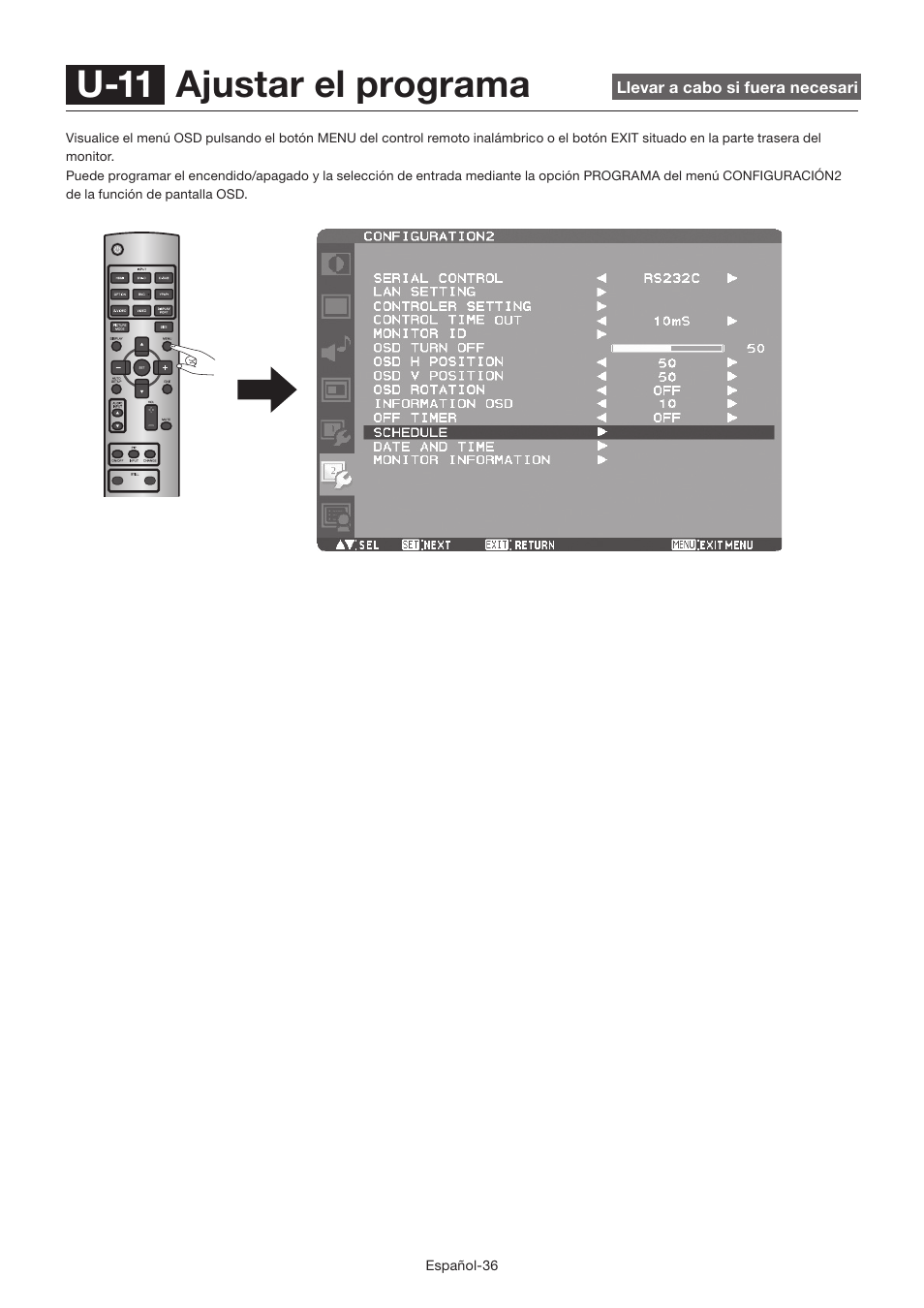 U-11 ajustar el programa | MITSUBISHI ELECTRIC LDT462V User Manual | Page 160 / 368