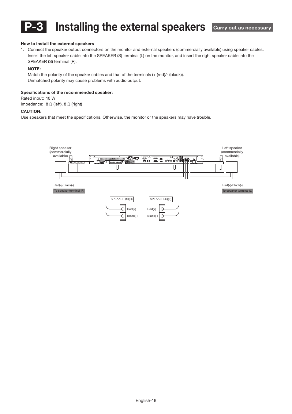 P-3 installing the external speakers | MITSUBISHI ELECTRIC LDT462V User Manual | Page 20 / 368