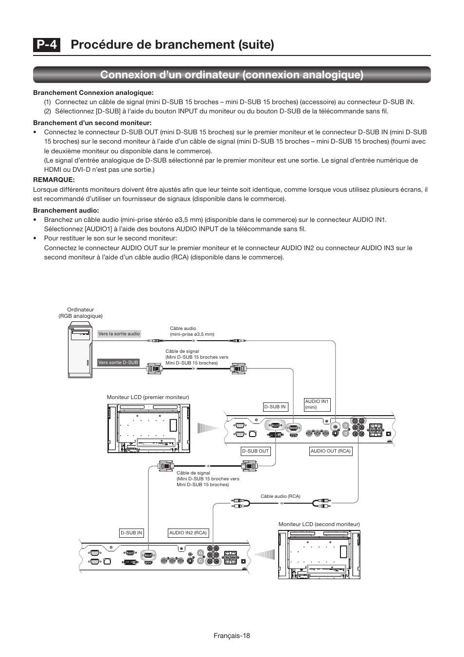 P-4 procédure de branchement (suite), Connexion d’un ordinateur (connexion analogique) | MITSUBISHI ELECTRIC LDT462V User Manual | Page 202 / 368