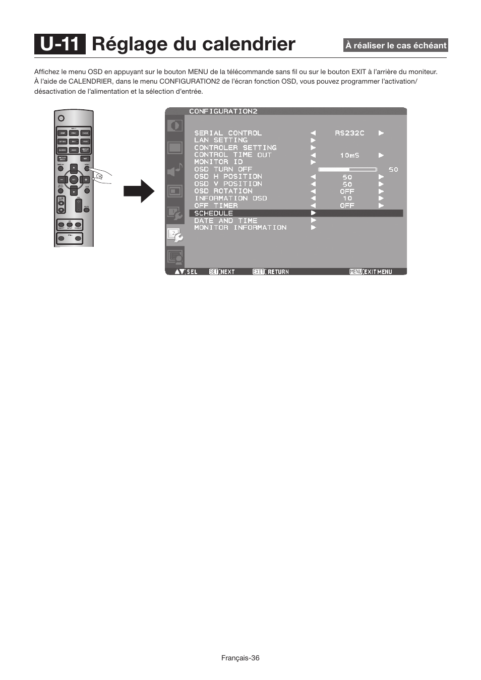 U-11 réglage du calendrier | MITSUBISHI ELECTRIC LDT462V User Manual | Page 220 / 368