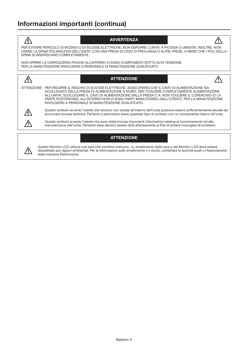 Informazioni importanti (continua) | MITSUBISHI ELECTRIC LDT462V User Manual | Page 248 / 368