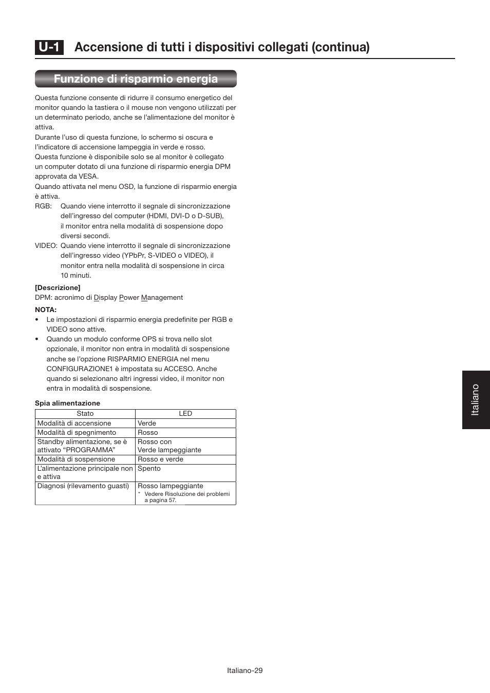 Funzione di risparmio energia, Italiano | MITSUBISHI ELECTRIC LDT462V User Manual | Page 273 / 368