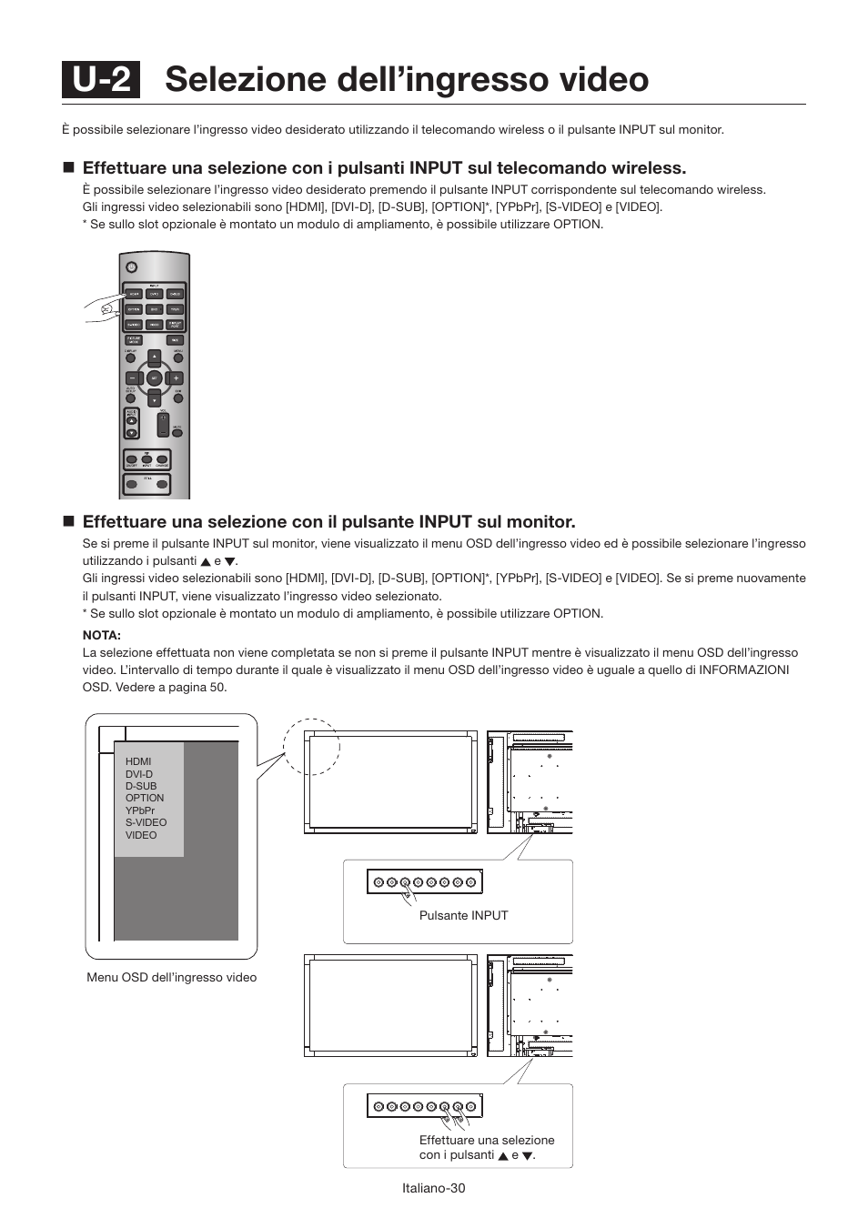 U-2 selezione dell’ingresso video | MITSUBISHI ELECTRIC LDT462V User Manual | Page 274 / 368