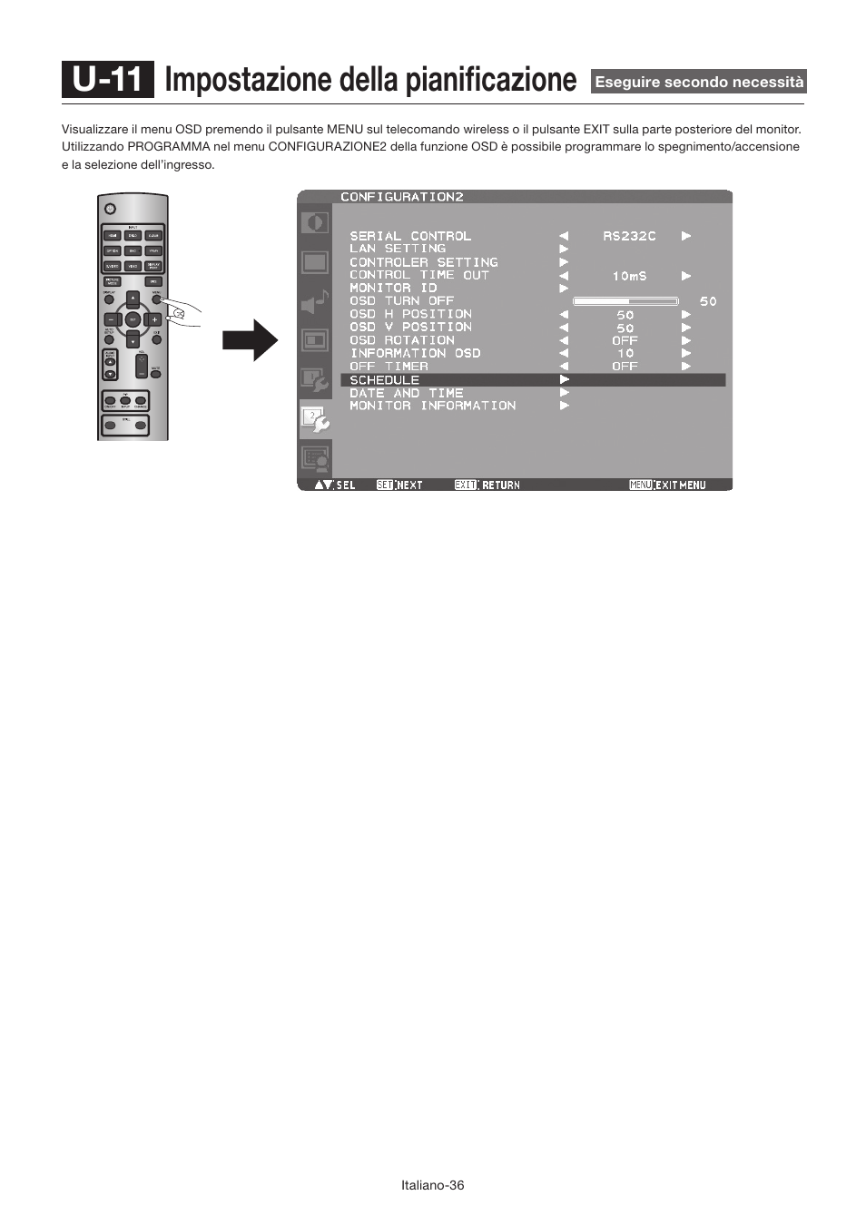 U-11 impostazione della pianifi cazione | MITSUBISHI ELECTRIC LDT462V User Manual | Page 280 / 368