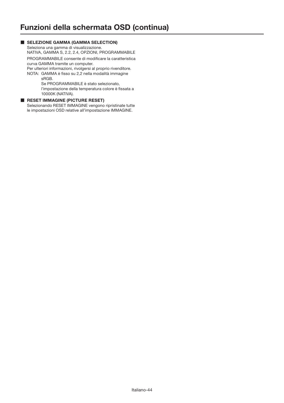 Funzioni della schermata osd (continua) | MITSUBISHI ELECTRIC LDT462V User Manual | Page 288 / 368