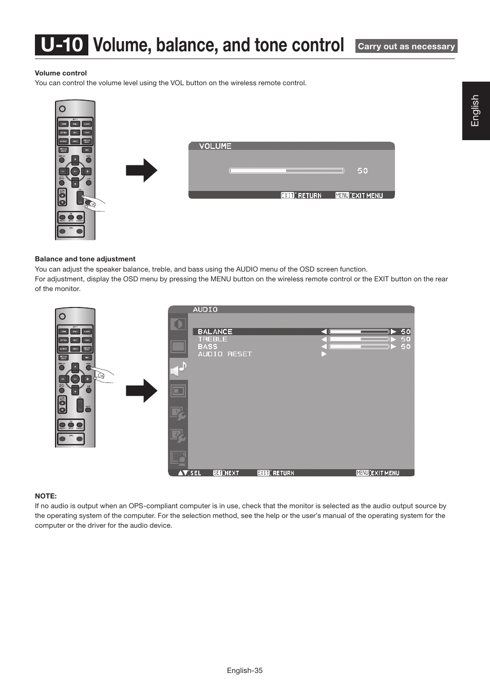 U-10 volume, balance, and tone control | MITSUBISHI ELECTRIC LDT462V User Manual | Page 39 / 368