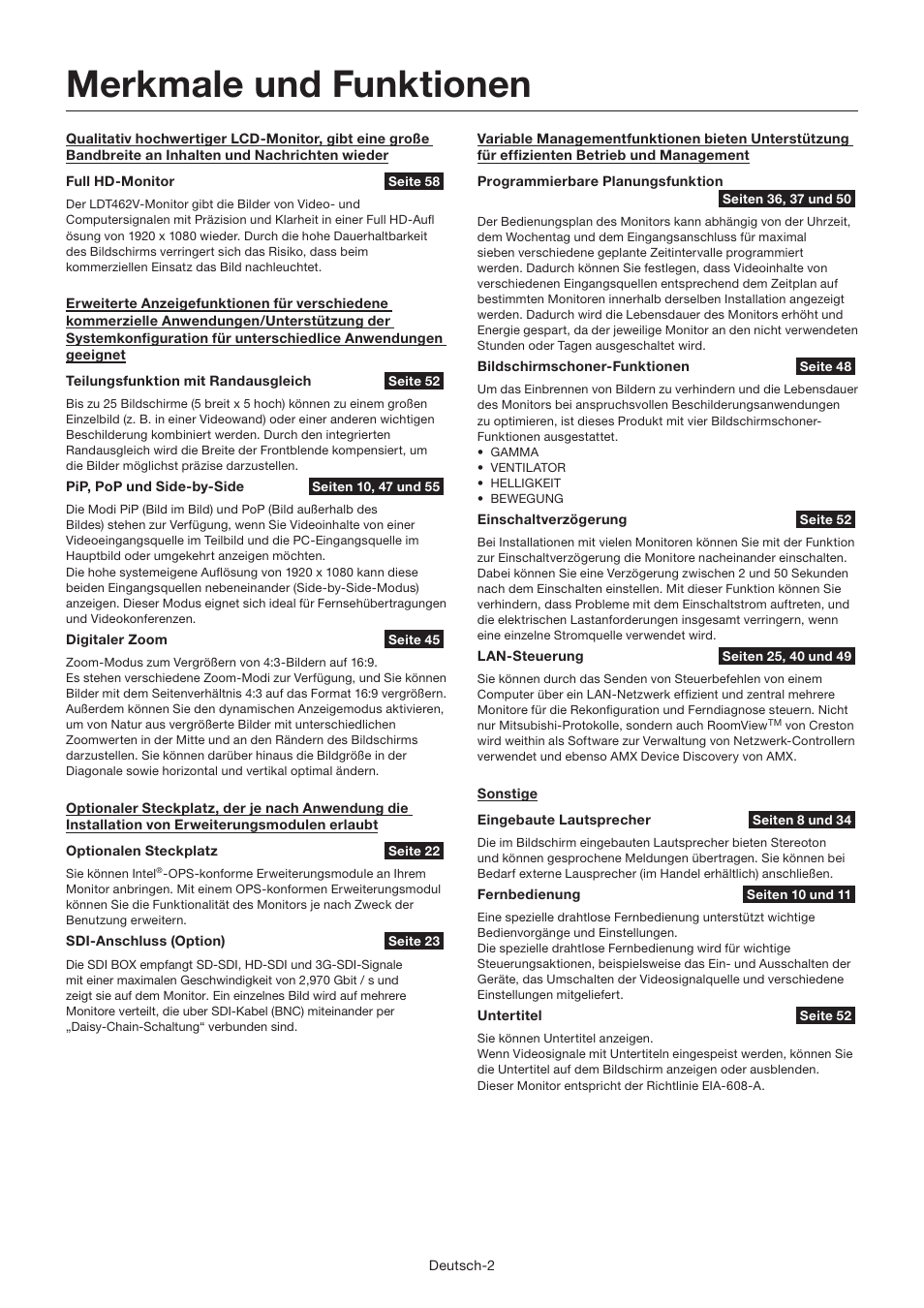 Merkmale und funktionen | MITSUBISHI ELECTRIC LDT462V User Manual | Page 66 / 368