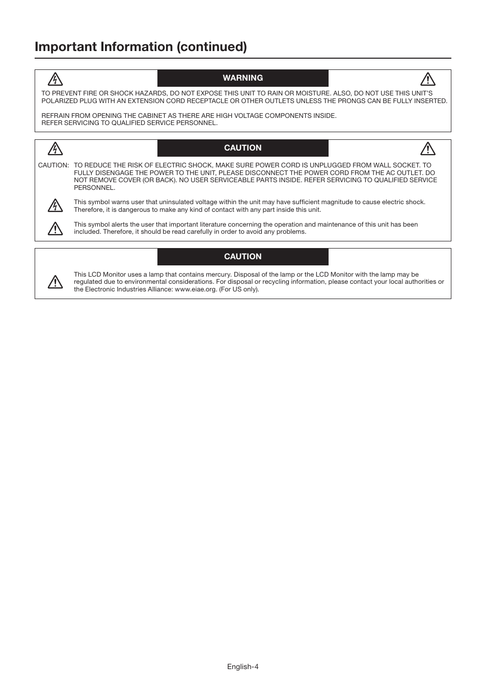 Important information (continued) | MITSUBISHI ELECTRIC LDT462V User Manual | Page 8 / 368