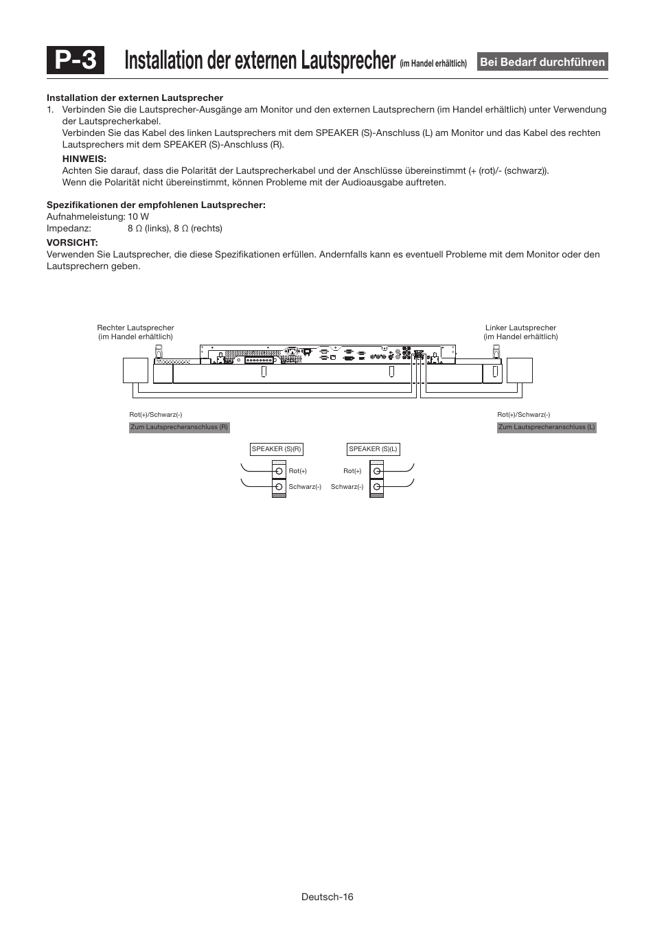 P-3 installation der externen lautsprecher | MITSUBISHI ELECTRIC LDT462V User Manual | Page 80 / 368