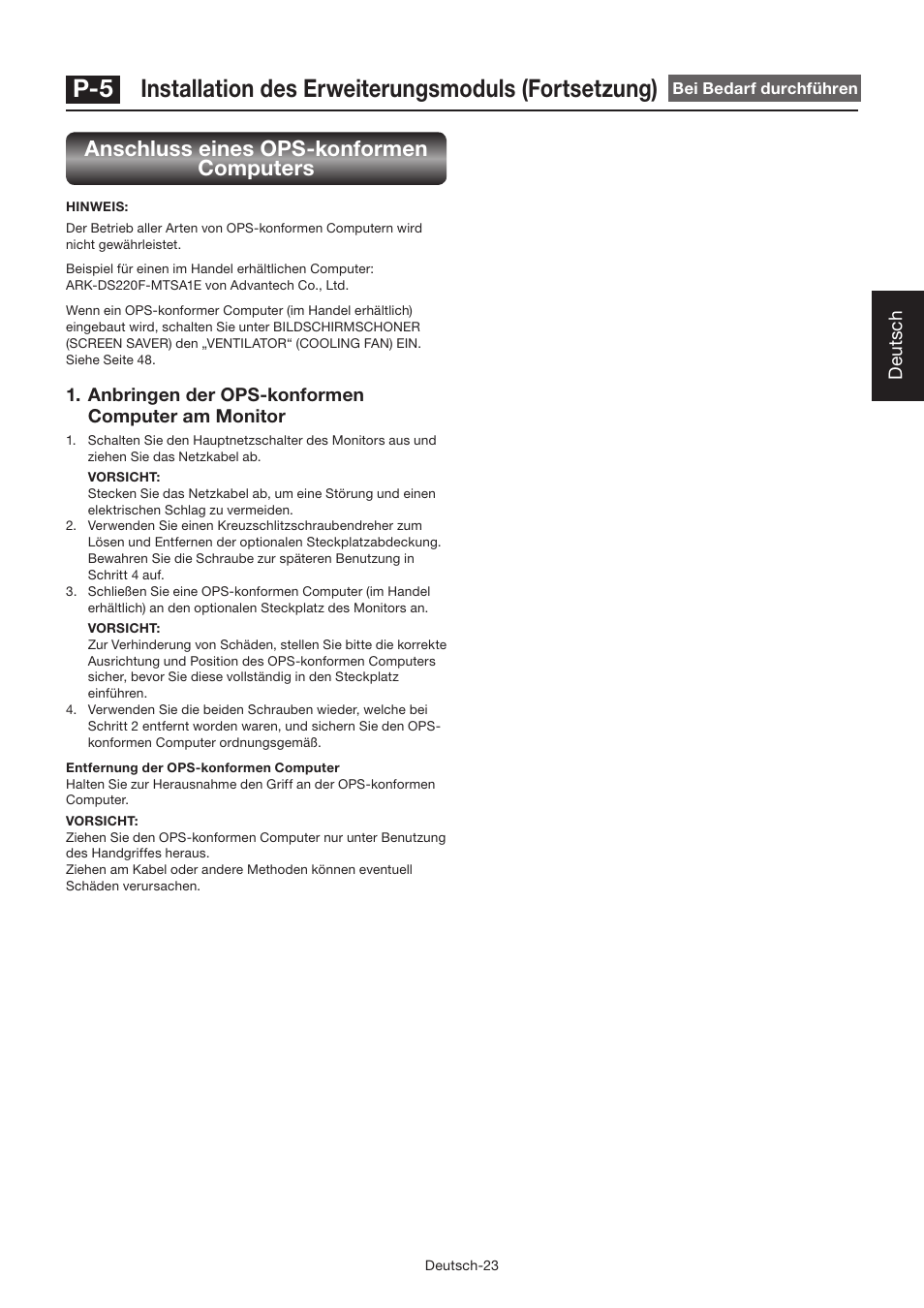 Anschluss eines ops-konformen computers | MITSUBISHI ELECTRIC LDT462V User Manual | Page 87 / 368