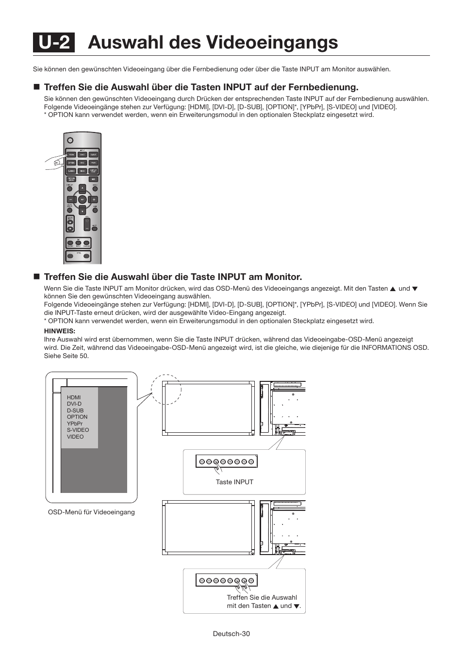 U-2 auswahl des videoeingangs | MITSUBISHI ELECTRIC LDT462V User Manual | Page 94 / 368