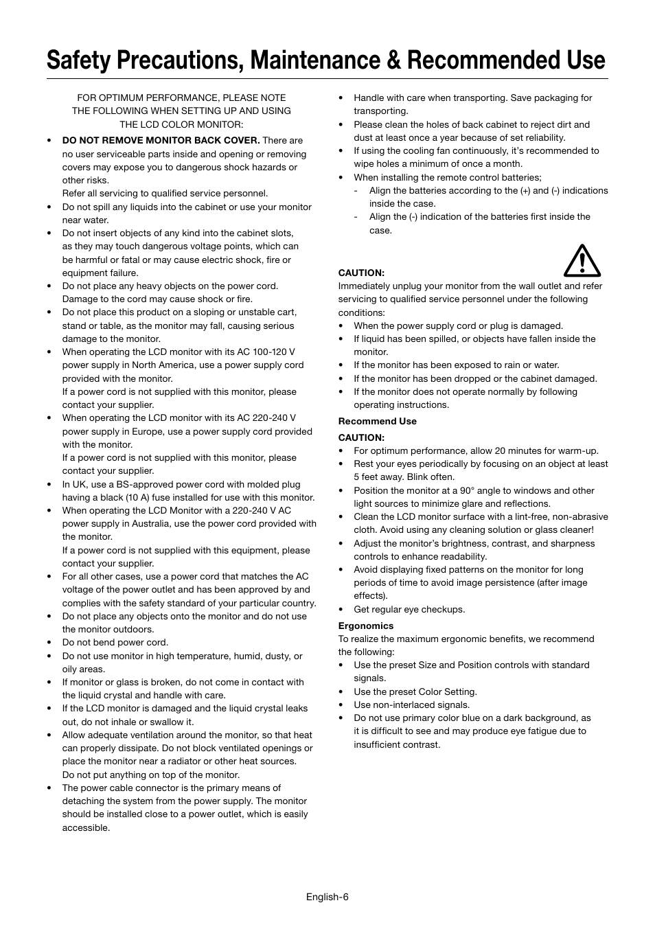 Safety precautions, maintenance & recommended use | MITSUBISHI ELECTRIC MDT701S User Manual | Page 10 / 404