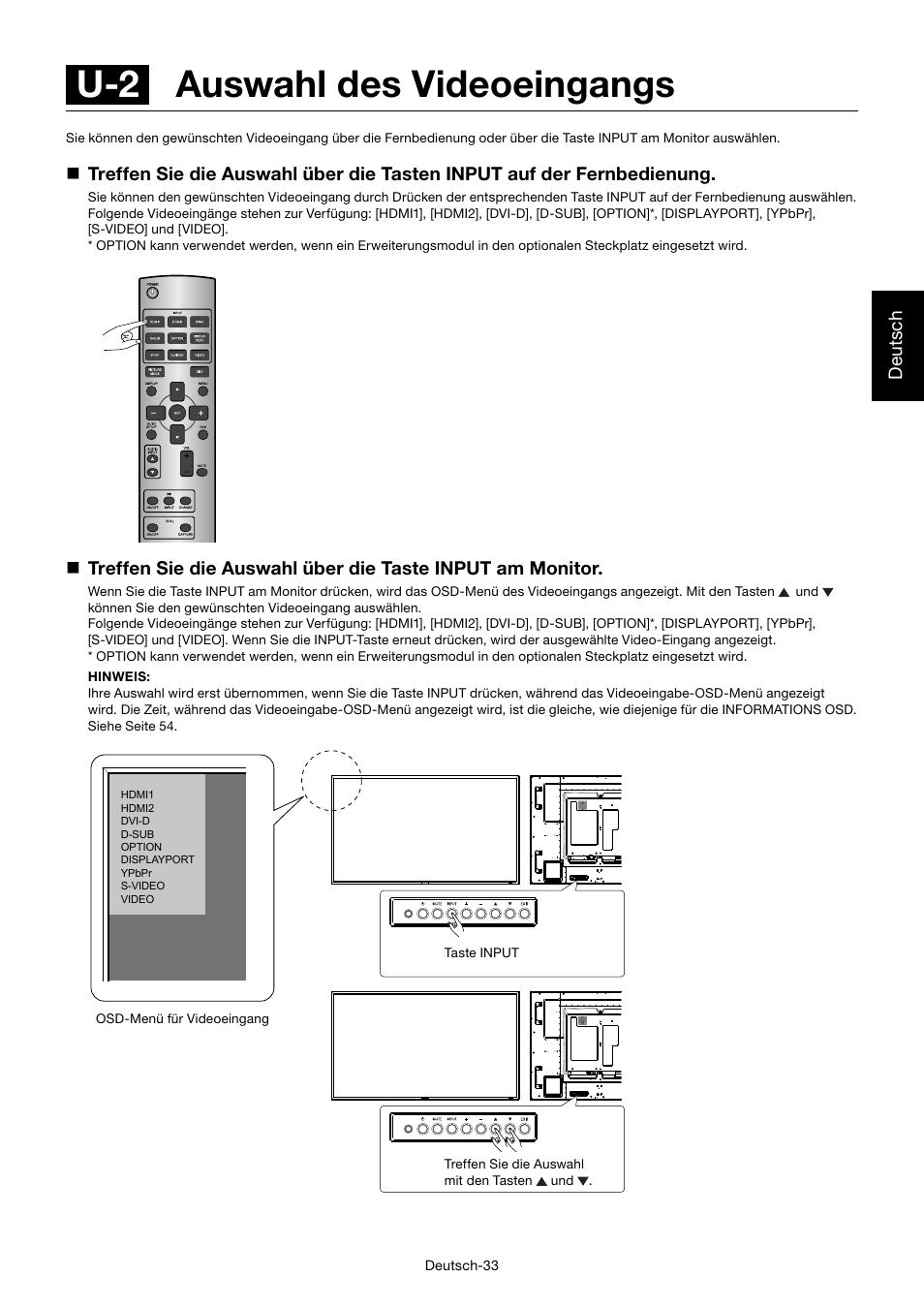 U-2 auswahl des videoeingangs | MITSUBISHI ELECTRIC MDT701S User Manual | Page 103 / 404