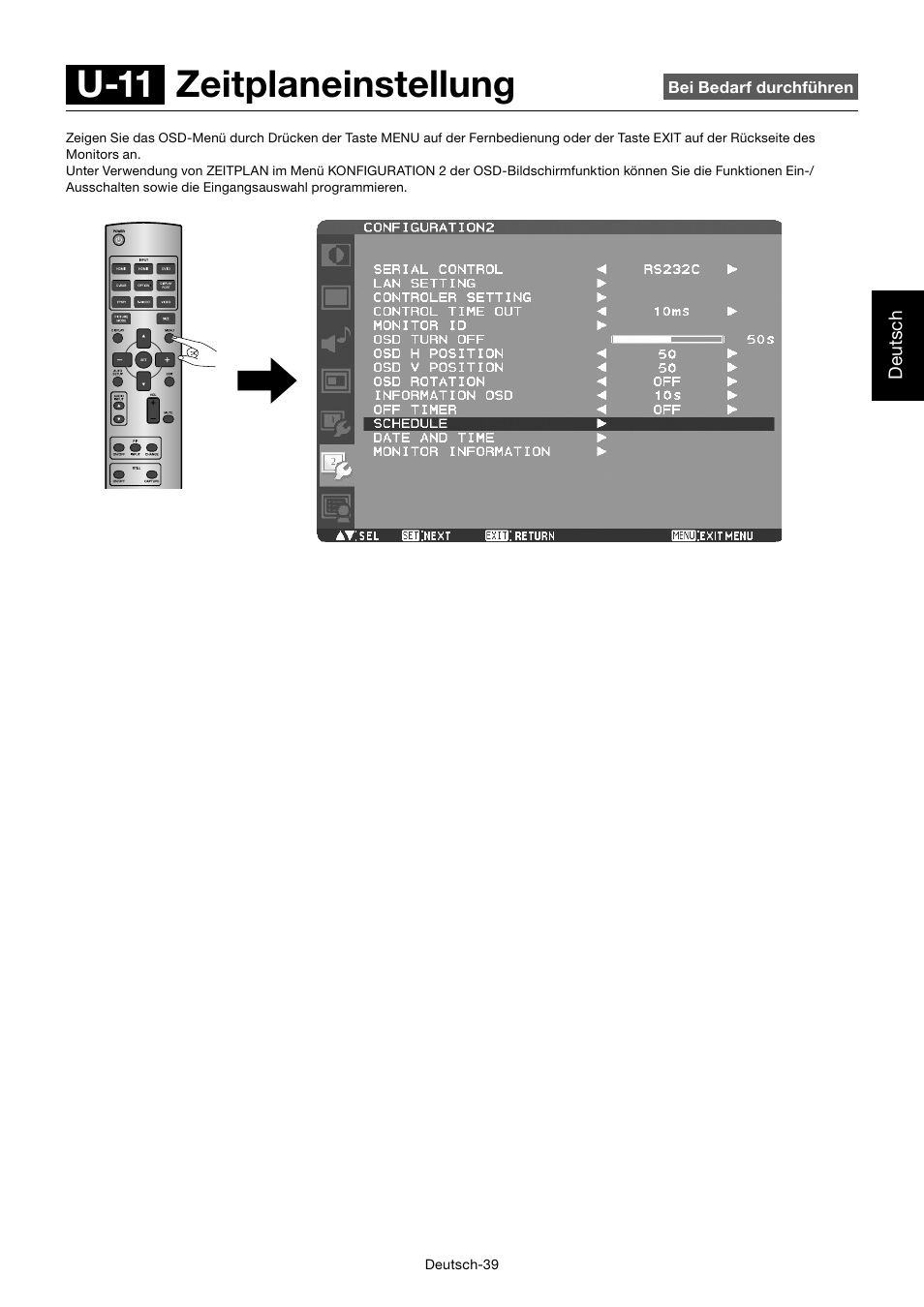 U-11 zeitplaneinstellung | MITSUBISHI ELECTRIC MDT701S User Manual | Page 109 / 404