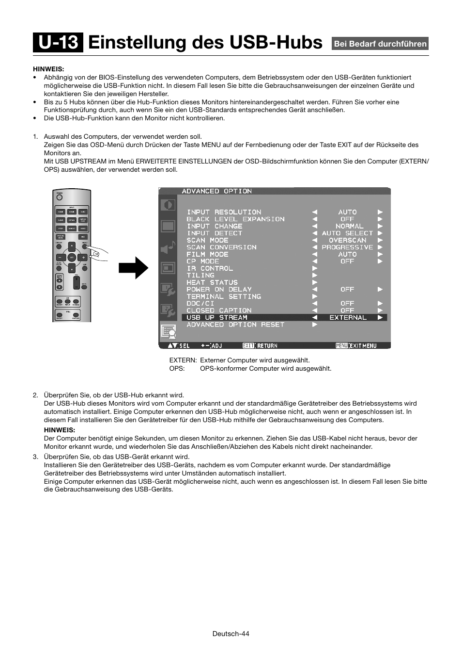 U-13 einstellung des usb-hubs | MITSUBISHI ELECTRIC MDT701S User Manual | Page 114 / 404