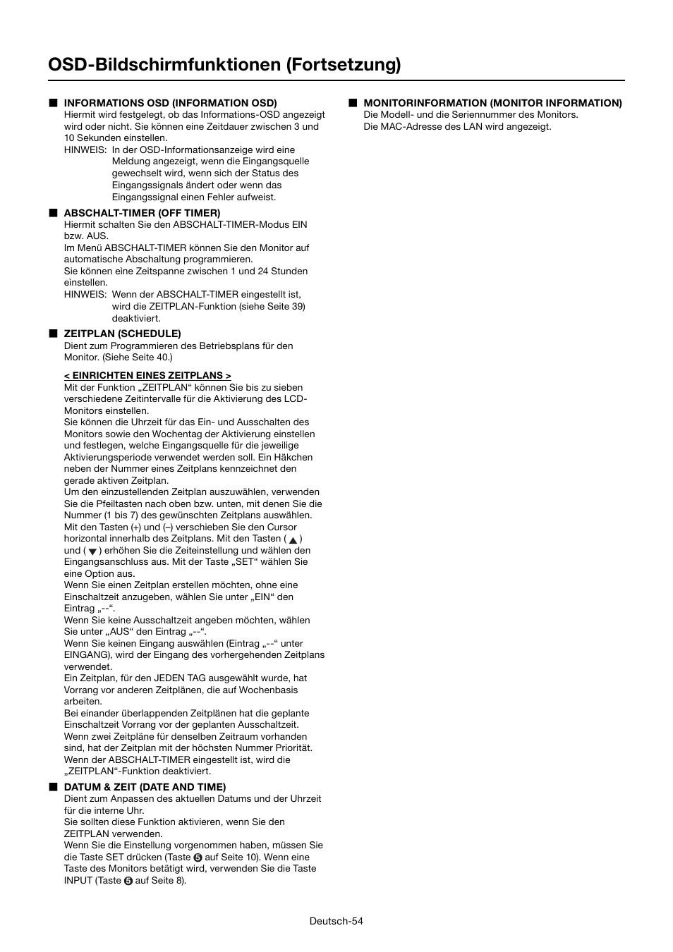 Osd-bildschirmfunktionen (fortsetzung) | MITSUBISHI ELECTRIC MDT701S User Manual | Page 124 / 404