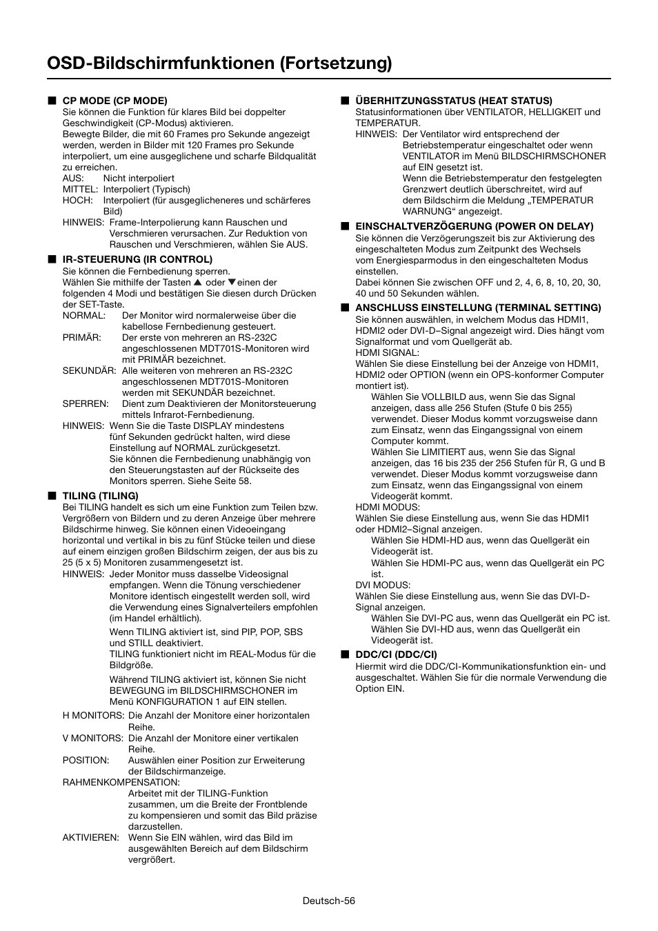 Osd-bildschirmfunktionen (fortsetzung) | MITSUBISHI ELECTRIC MDT701S User Manual | Page 126 / 404