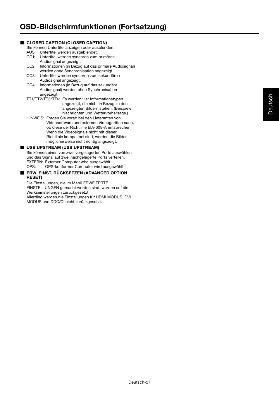 Osd-bildschirmfunktionen (fortsetzung), Deutsch | MITSUBISHI ELECTRIC MDT701S User Manual | Page 127 / 404