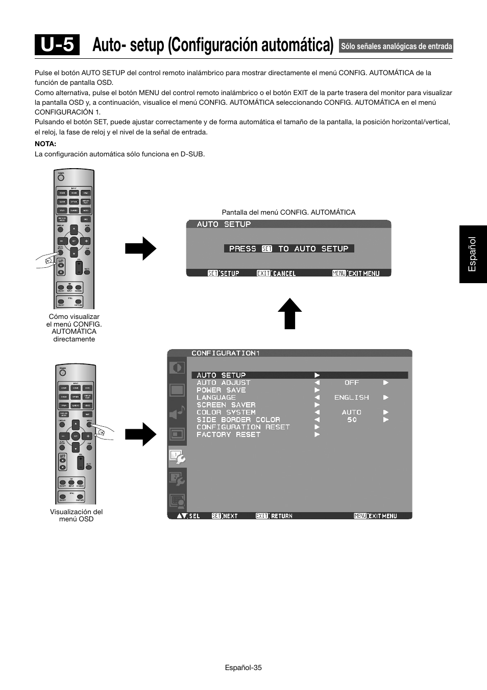 U-5 auto- setup (confi guración automática) | MITSUBISHI ELECTRIC MDT701S User Manual | Page 171 / 404