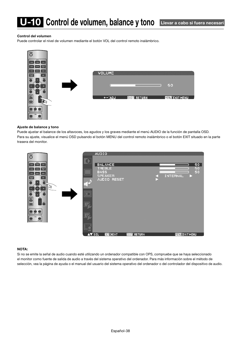 U-10 control de volumen, balance y tono | MITSUBISHI ELECTRIC MDT701S User Manual | Page 174 / 404