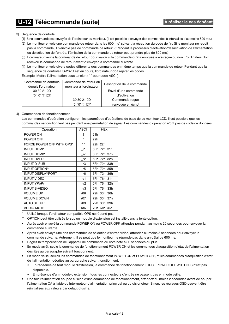 U-12 télécommande (suite) | MITSUBISHI ELECTRIC MDT701S User Manual | Page 244 / 404