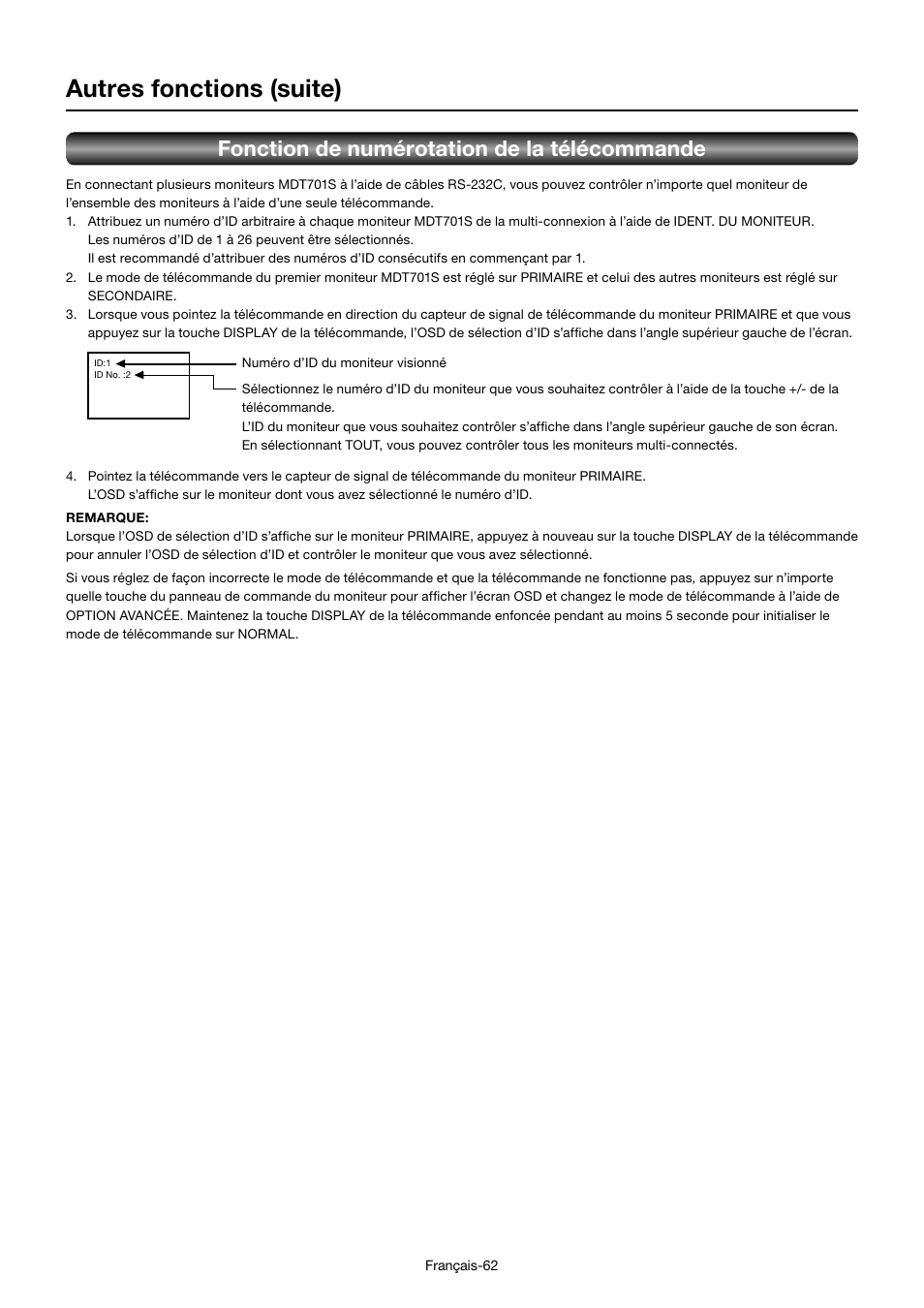 Autres fonctions (suite), Fonction de numérotation de la télécommande | MITSUBISHI ELECTRIC MDT701S User Manual | Page 264 / 404