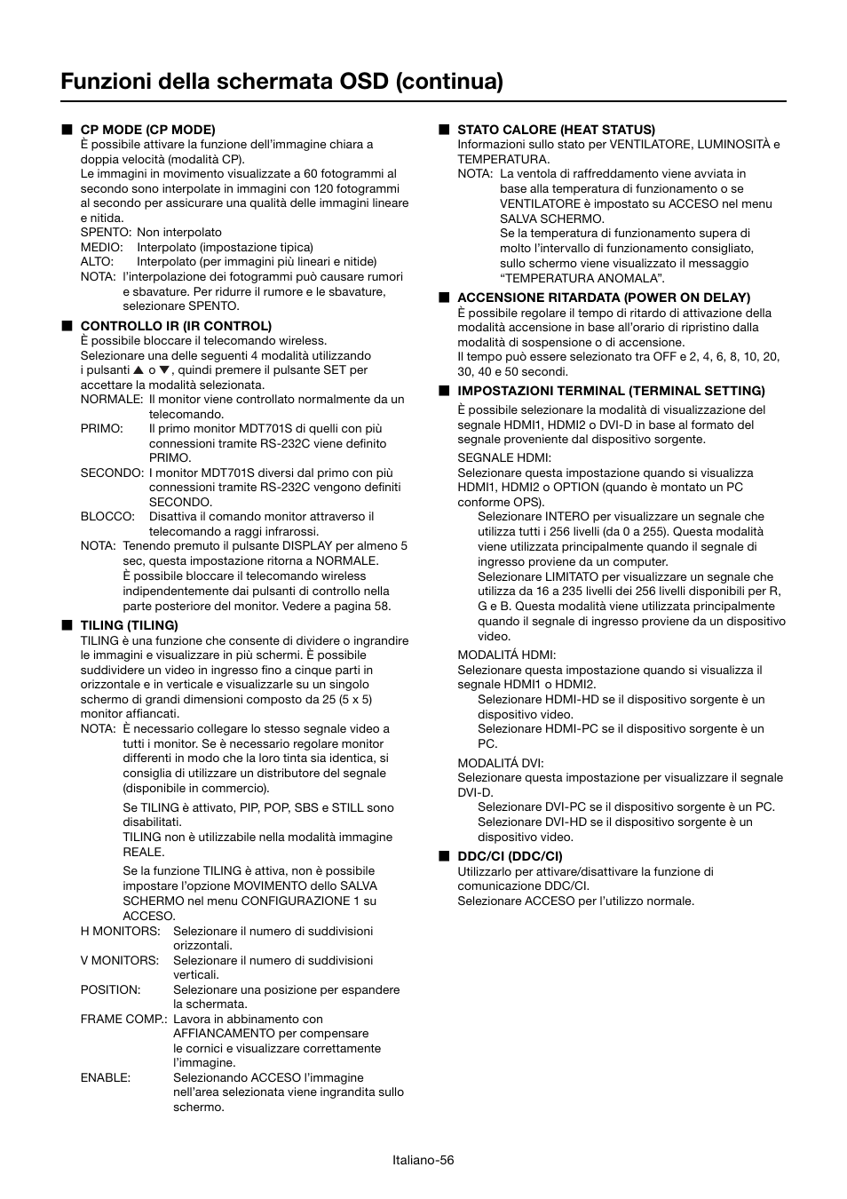 Funzioni della schermata osd (continua) | MITSUBISHI ELECTRIC MDT701S User Manual | Page 324 / 404