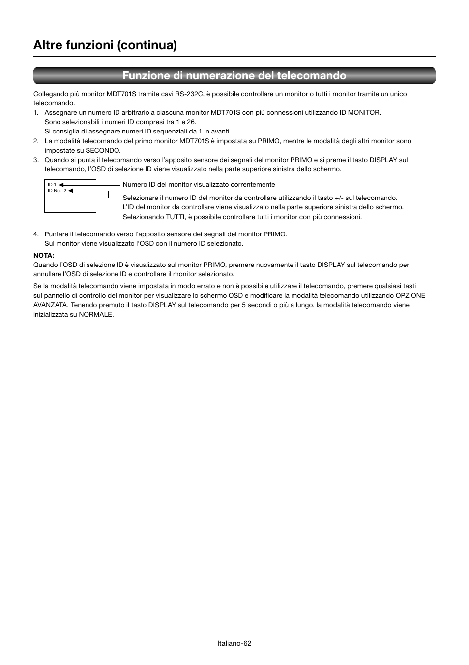 Altre funzioni (continua), Funzione di numerazione del telecomando | MITSUBISHI ELECTRIC MDT701S User Manual | Page 330 / 404