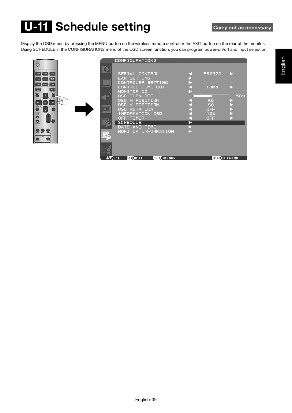 U-11 schedule setting | MITSUBISHI ELECTRIC MDT701S User Manual | Page 43 / 404