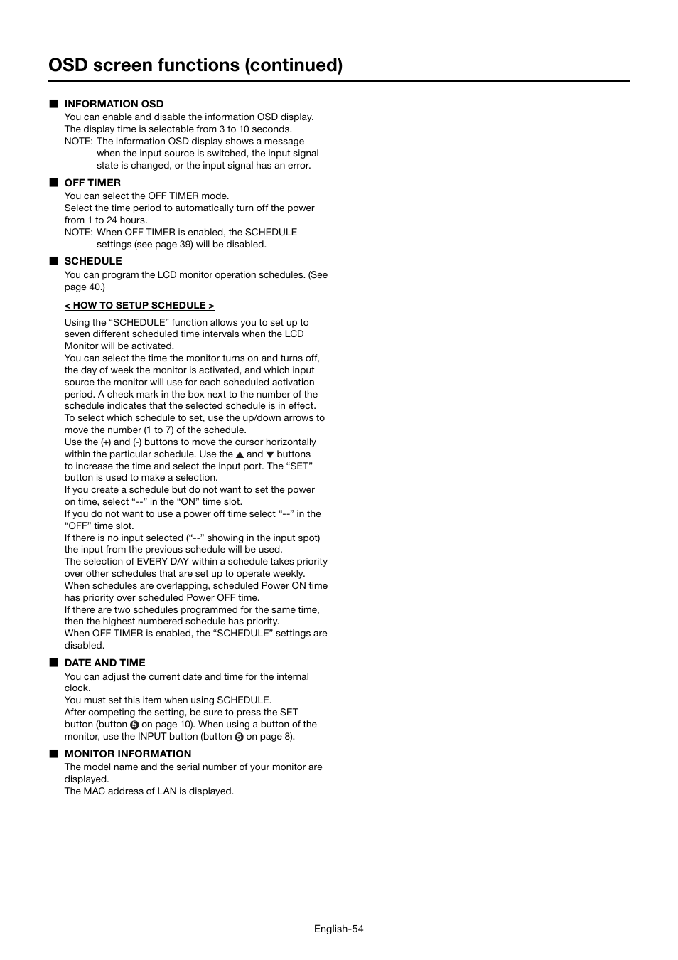 Osd screen functions (continued) | MITSUBISHI ELECTRIC MDT701S User Manual | Page 58 / 404