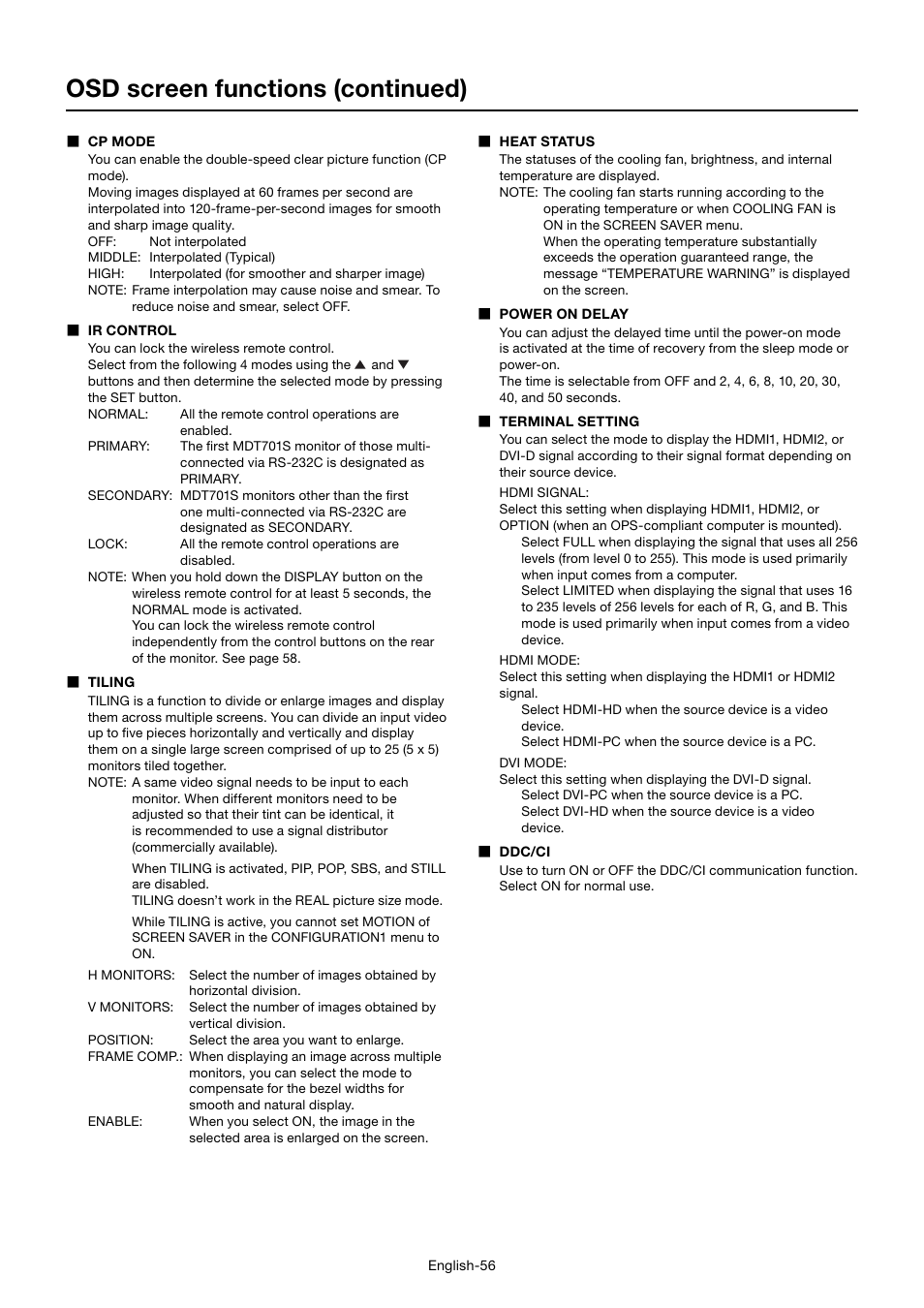 Osd screen functions (continued) | MITSUBISHI ELECTRIC MDT701S User Manual | Page 60 / 404