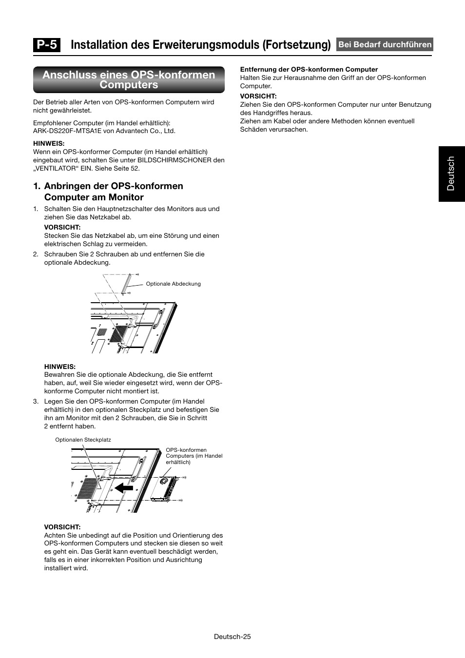 Anschluss eines ops-konformen computers | MITSUBISHI ELECTRIC MDT701S User Manual | Page 95 / 404