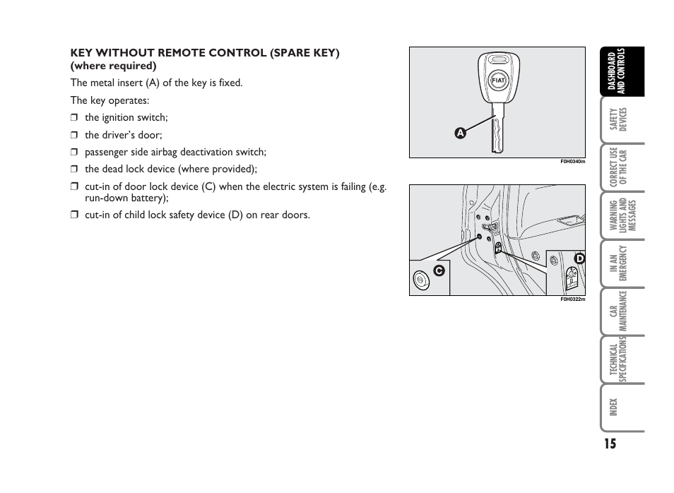 FIAT Idea User Manual | Page 16 / 314