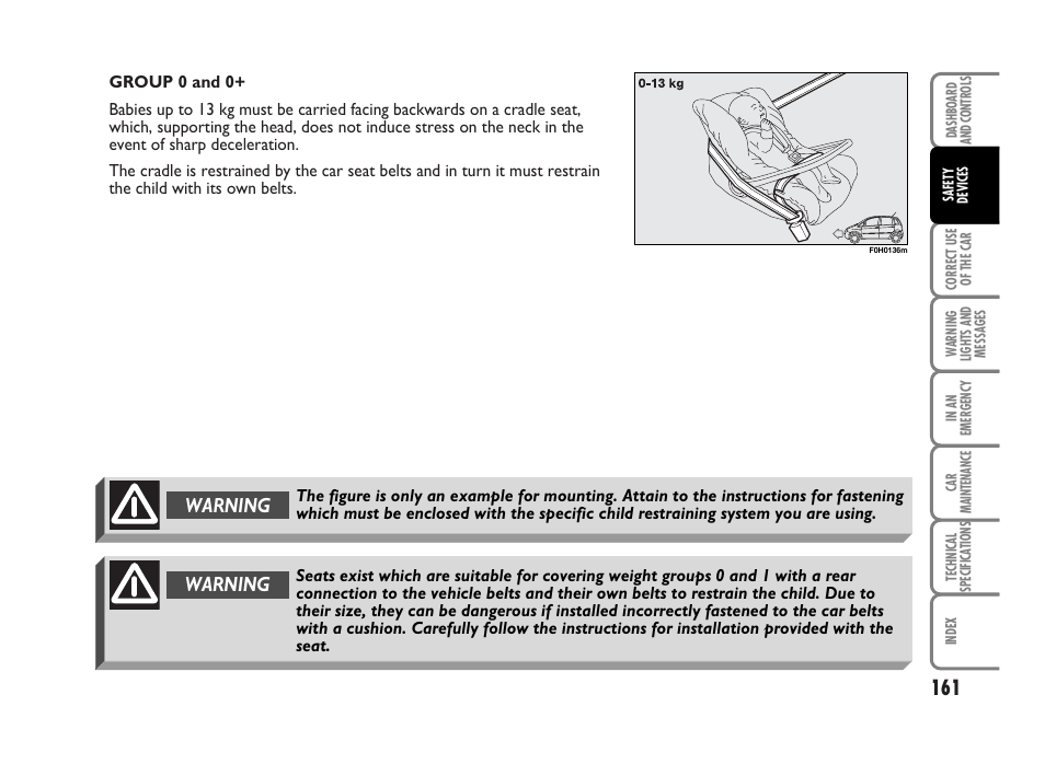 Warning | FIAT Idea User Manual | Page 162 / 314