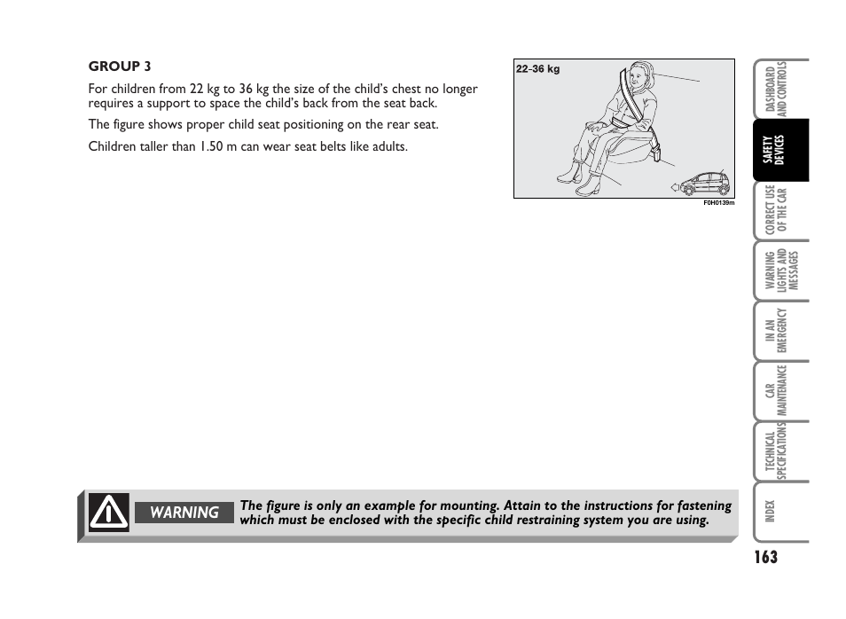 Warning | FIAT Idea User Manual | Page 164 / 314