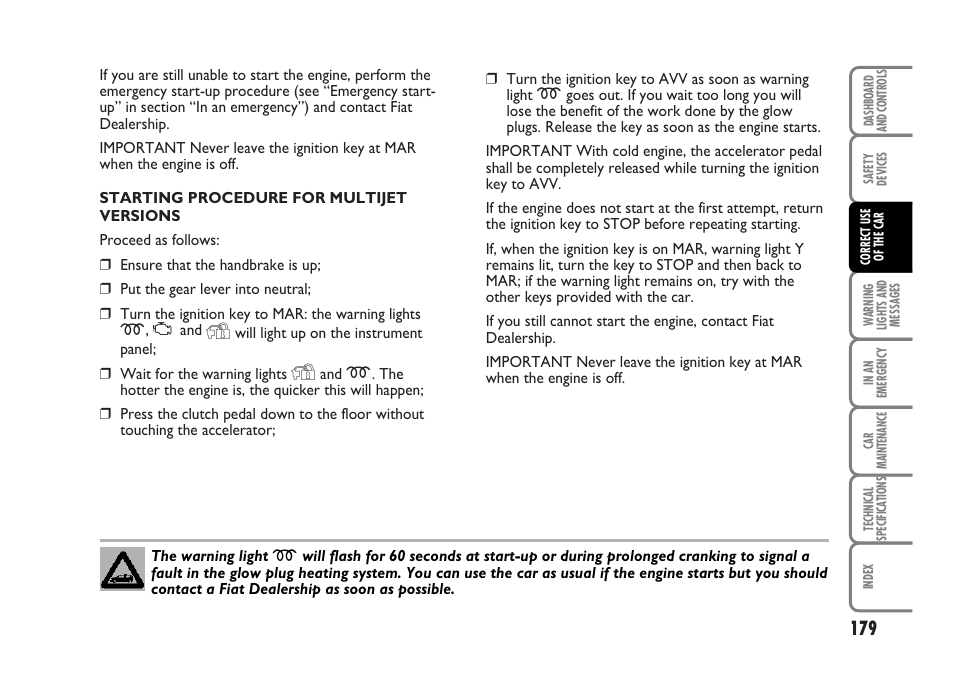 FIAT Idea User Manual | Page 180 / 314