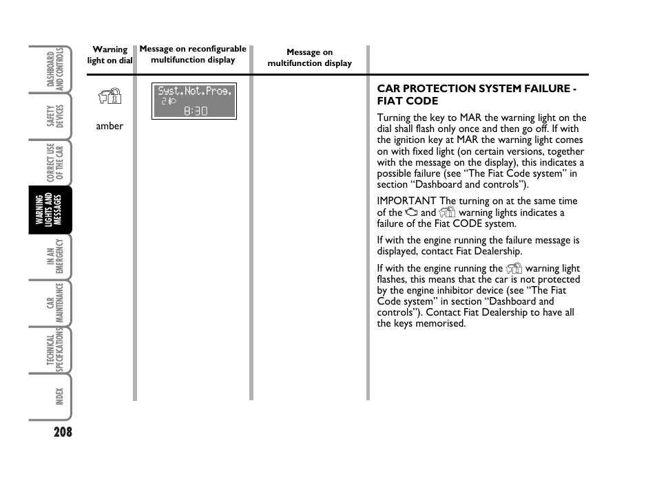 FIAT Idea User Manual | Page 209 / 314