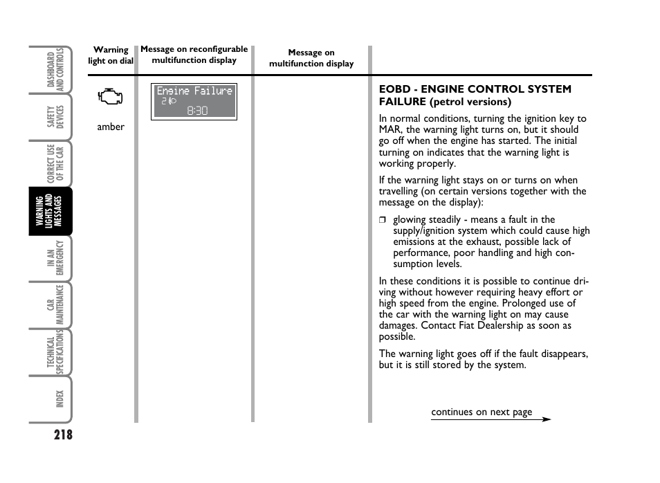 FIAT Idea User Manual | Page 219 / 314