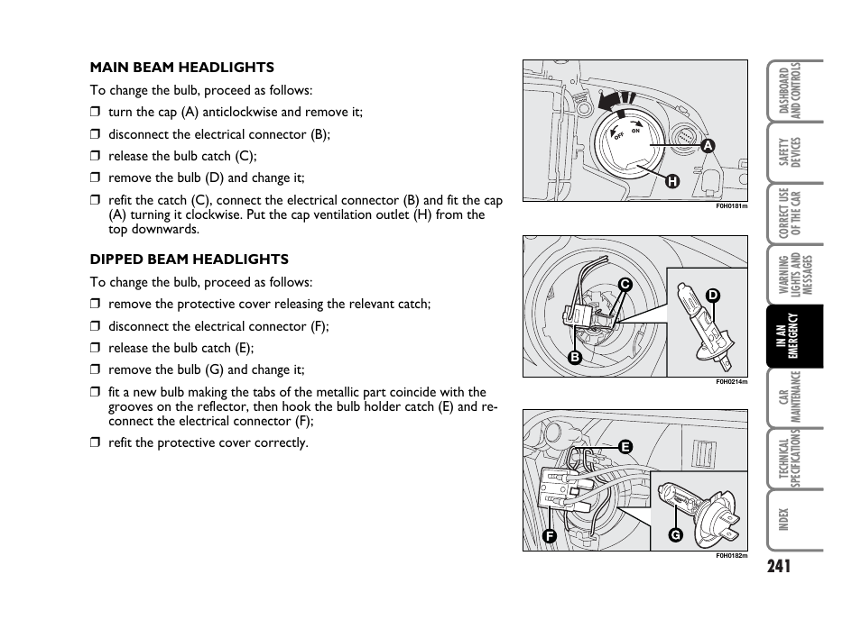 FIAT Idea User Manual | Page 242 / 314