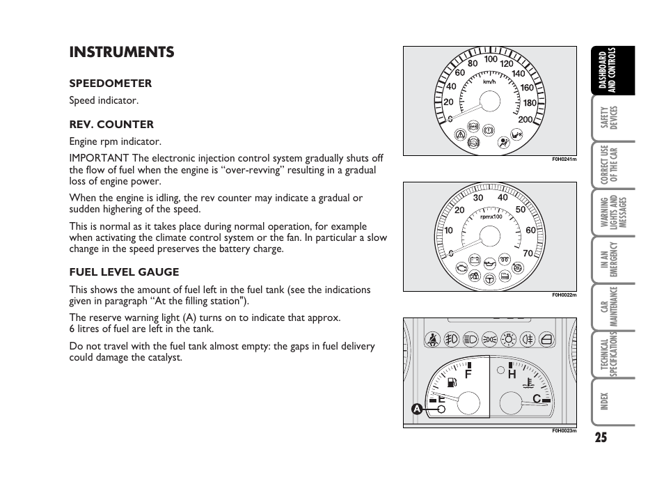 Instruments | FIAT Idea User Manual | Page 26 / 314