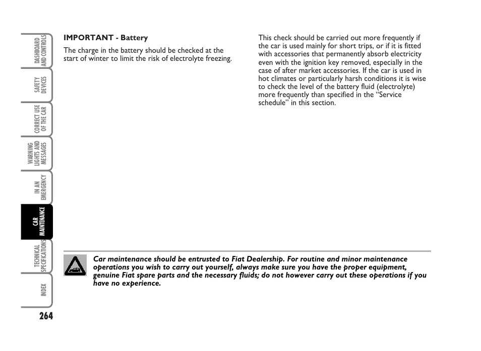 FIAT Idea User Manual | Page 265 / 314