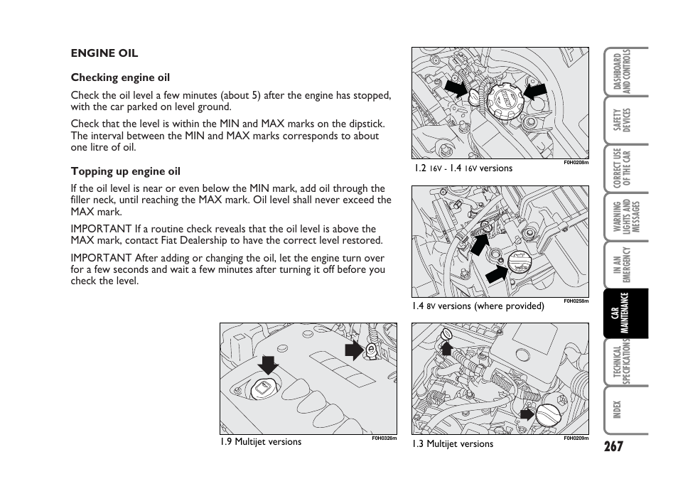 FIAT Idea User Manual | Page 268 / 314