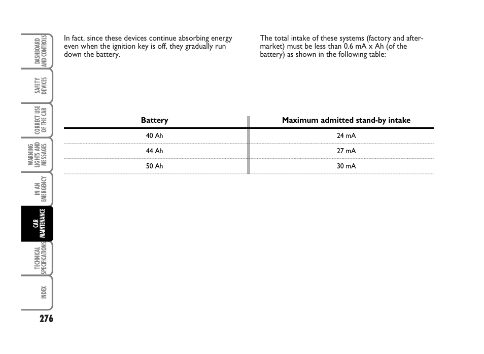 FIAT Idea User Manual | Page 277 / 314