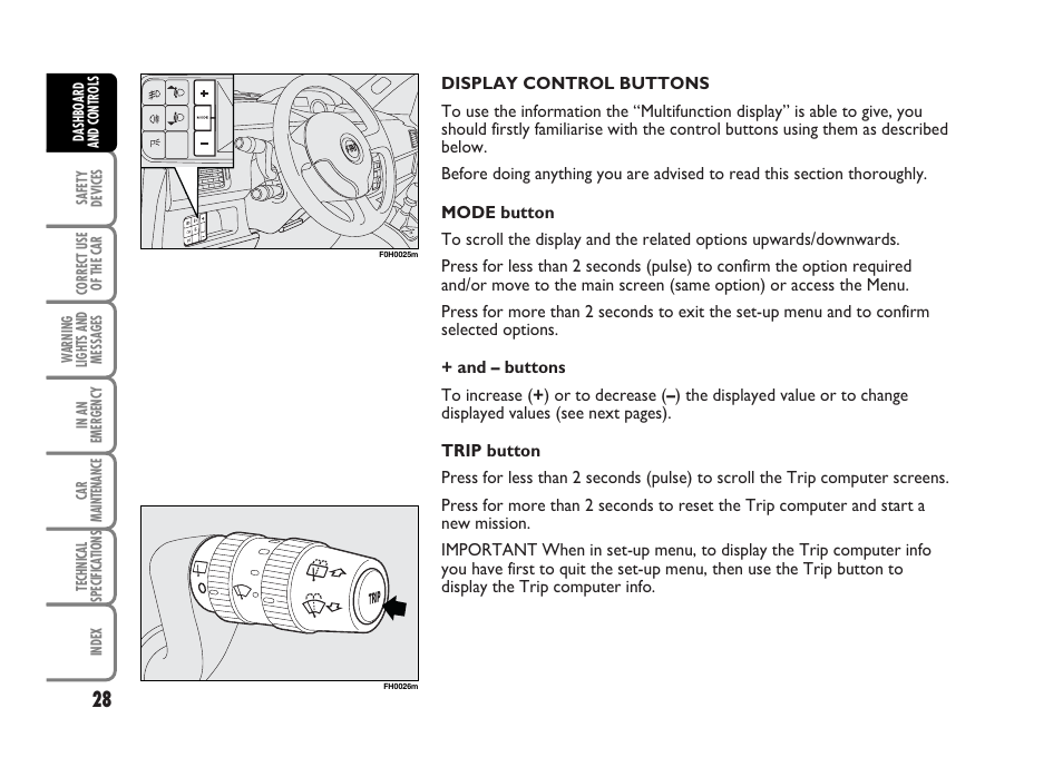 FIAT Idea User Manual | Page 29 / 314